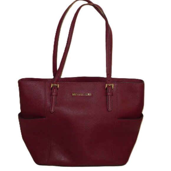 Michael Kors Burgandy Leather Tote Bag Satchel - Picture 1 of 9